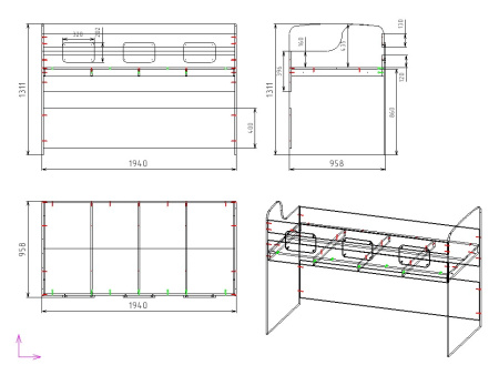 Двухъярусная кровать Городок (цвет белый). Правая/левая от Династия Kids