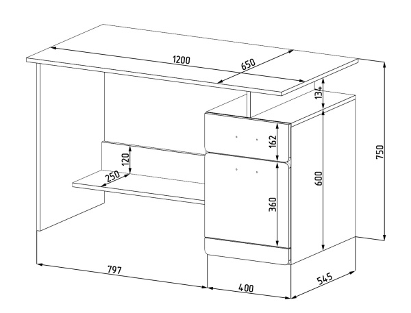 Стол коллекции Формат 120 см от Династия Kids