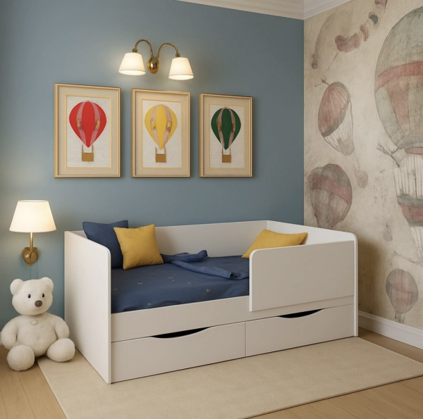 Кровать Малютка-2 с бортиком (цвет белый) 160х80