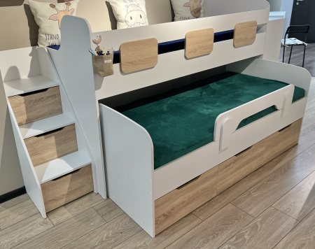 Двухъярусная кровать Городок (цвет белый). Правая/левая от Династия Kids