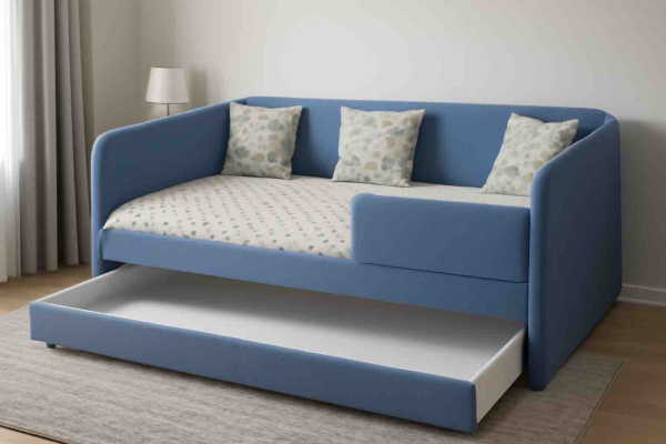 Мягкая кровать Nepos 200х90 (универсальный бортик). Велюр Velutto 46 (голубой)