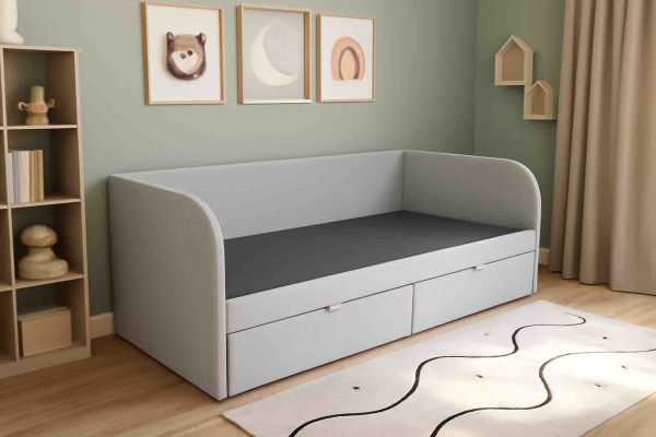 Кровать Слайт Классика 200х90. Велюр Teddy 313 (серый)