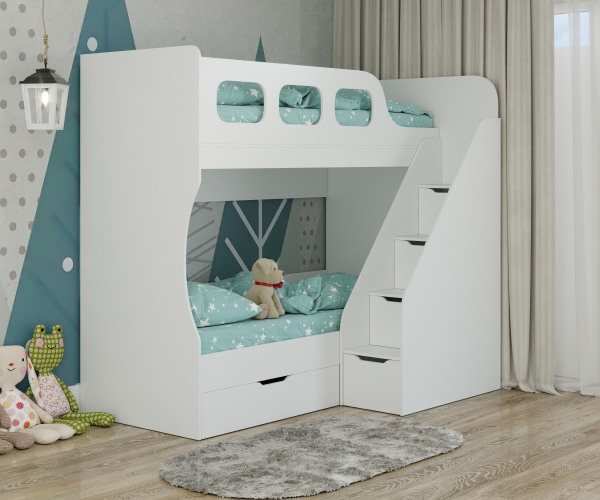 Двухъярусная кровать Умка-7 (цвет белый) 190х80  от Династия Kids
