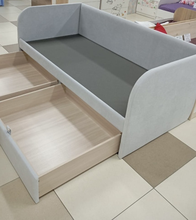 Мягкая кровать Слайт Классика 190х90. Велюр Teddy 313 (серый)