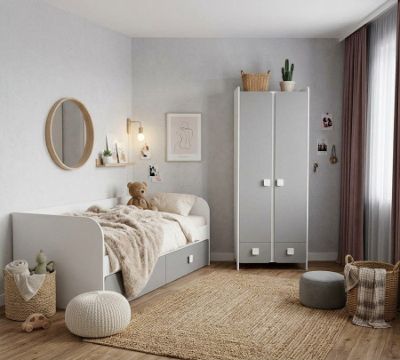 Кровать 190х90 коллекции Юниор-2 (серебро+белый) от Династия Kids