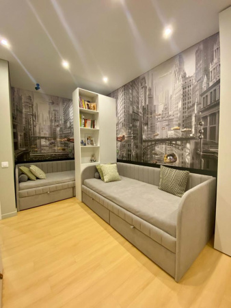 Кровать Слайт 190х80 (полоса с прямой спинкой). Велюр Teddy - 2 цвета в продаже!