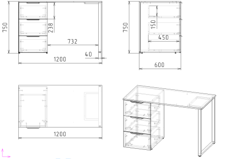 Стол 1200 мм коллекции Брайт  от Династия Kids