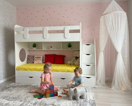 Двухъярусная кровать Фортуна (размеры и цвета разные) от Династия Kids