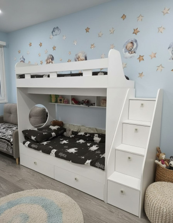 Двухъярусная кровать Юниор-1 (цвет белый) 190х80 от Династия Kids