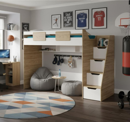 Кровать-чердак Лайт Лофт + угловой столь Твой Стиль от Династия Kids