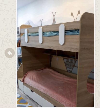 Двухъярусная кровать Фортуна. Корпус дуб сонома + фасады белые 180х80  от Династия Kids