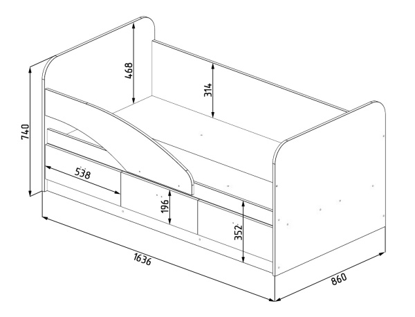 Кровать 160х80 Умка-5 NEW от Династия Kids