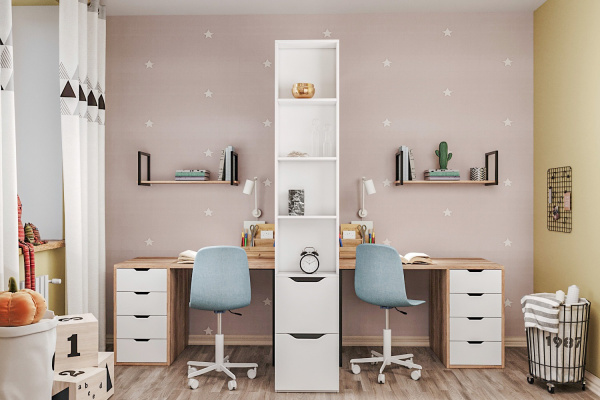 Стеллаж-перегородка для зонирования Стиль (ширина 1200 мм) от Династия Kids