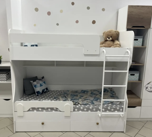 Кровать двухъярусная Омега (цвет белый) 190х80 от Династия Kids