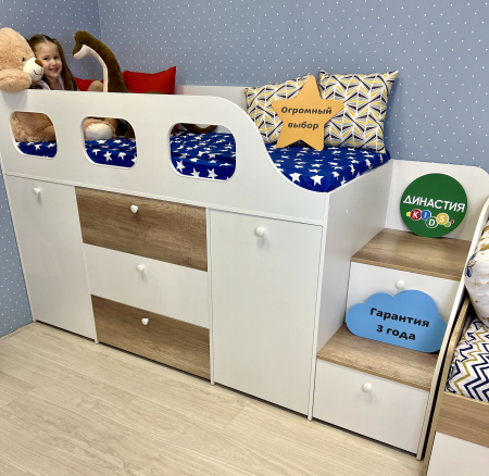 Кровать-чердак Хэппи 180х80  от Династия Kids