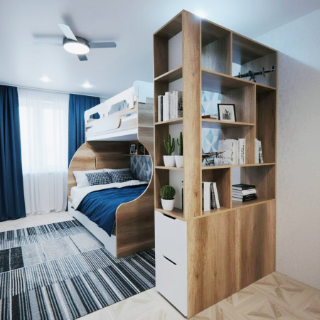 Стеллаж-перегородка для зонирования Стиль (ширина 1200 мм) от Династия Kids