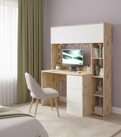 Стол Ритм 1250 мм (гаскон пайн + белый). Левый/правый от Династия Kids